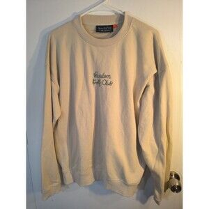 Random Golf Club Crewneck Sweatshirt Mens L Beige Script Embroidered Pullover